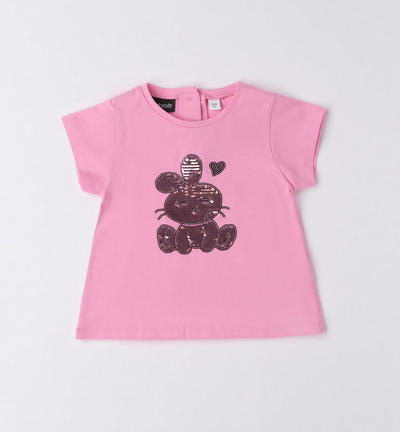 Girl's sequin bunny T-shirt PINK