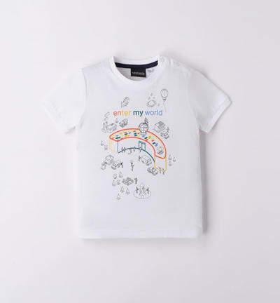 Boys' 100% cotton jersey t-shirt WHITE