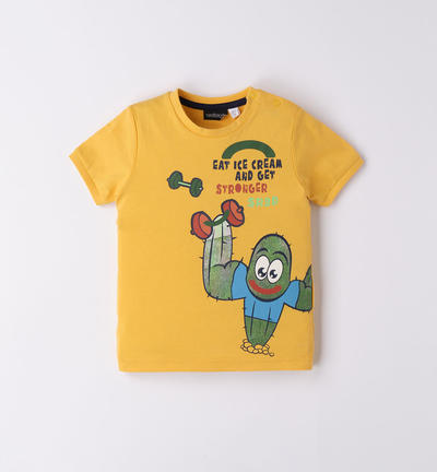 Boys' 100% cotton jersey t-shirt YELLOW