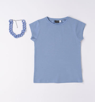 T-shirt ragazza con collana BLU