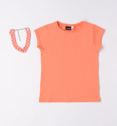 T-shirt ragazza con collana ARANCIONE