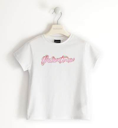 Girl's T-shirt with colourful print WHITE