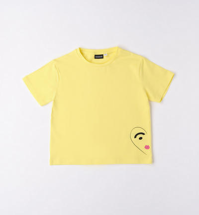 Girl's heart print T-shirt YELLOW