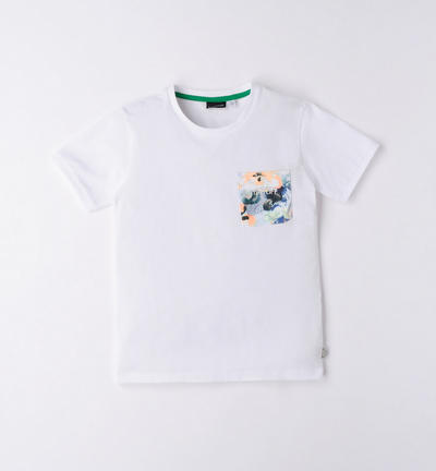 T-shirt ragazzo con taschino BIANCO