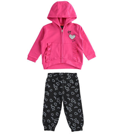 Tuta bambina tasche con ruches FUCSIA