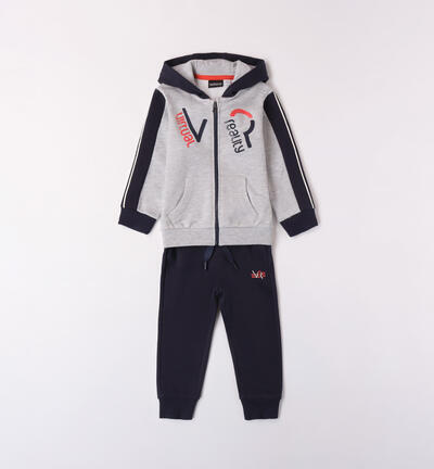 Boys' zipped tracksuit GREY