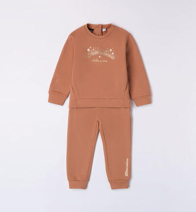 Girls' two-piece tracksuit BROWN