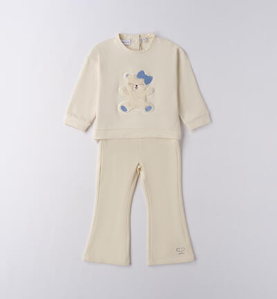 Sporty tracksuit for girls CREAM