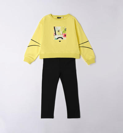 Girl's tracksuit with leggings YELLOW
