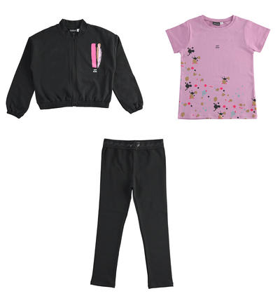 Tuta ragazza con t-shirt NERO