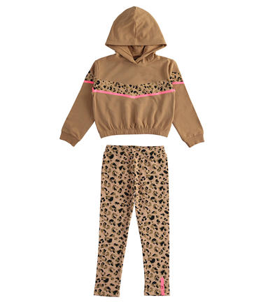 Tuta ragazza felpa e leggings BEIGE