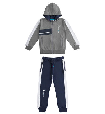 Tuta ragazzo con zip e cappuccio GRIGIO