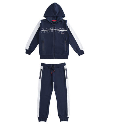 Tuta ragazzo con zip e cappuccio BLU