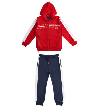 Tuta ragazzo con zip e cappuccio ROSSO