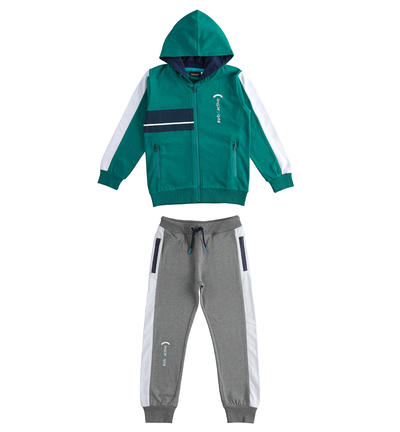 Tuta ragazzo con zip e cappuccio VERDE