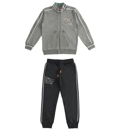 Tuta ragazzo sportiva con zip GRIGIO