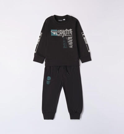 Boys' skate print tracksuit BLACK