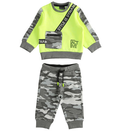 Tuta sportiva bambino camouflage 100% cotone GIALLO