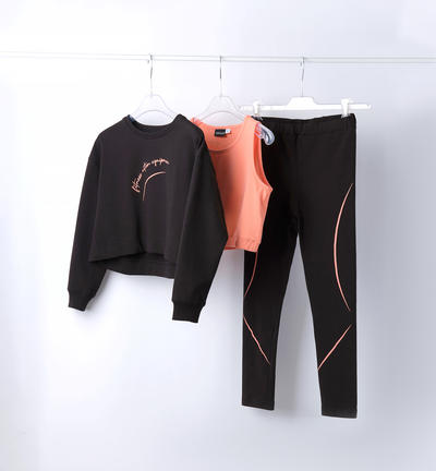 Girl's three-piece tracksuit BLACK