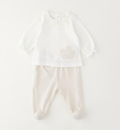 2-piece baby romper CREAM