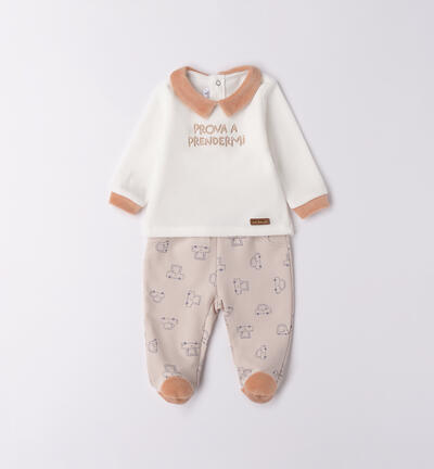 Tutina due pezzi neonato PANNA