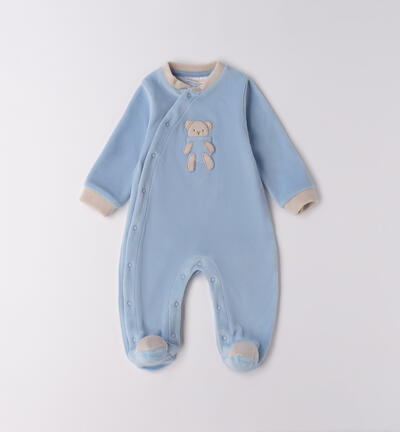 Tutina neonato in ciniglia AZZURRO