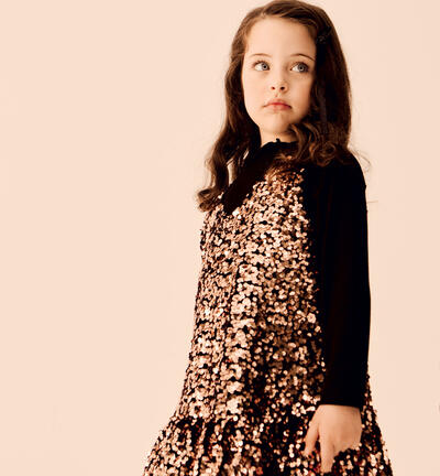 Vestito bambina con paillettes NERO