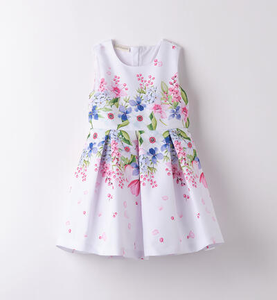 Little girls' formal dress with flowers WHITE