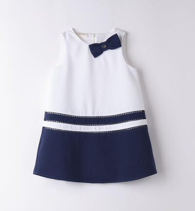 Girls' dress with bow WHITE