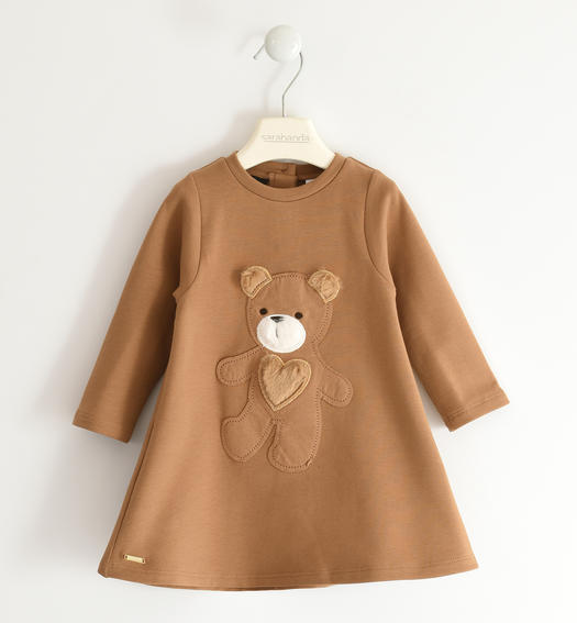 Sarabanda girl s dress with teddy bear from 9 months to 8 years BEIGE-0729