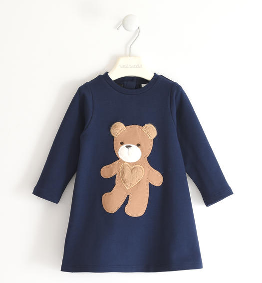 Sarabanda girl s dress with teddy bear from 9 months to 8 years NAVY-3854