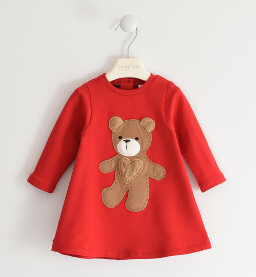 Sarabanda girl s dress with teddy bear from 9 months to 8 years ROSSO-2253