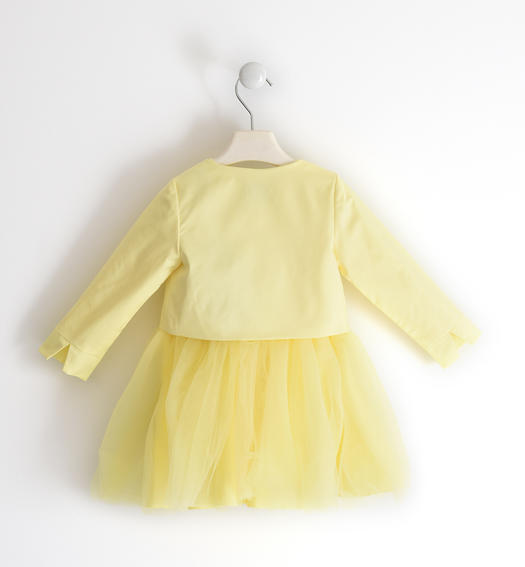 Elegant Sarabanda girl dress in taffeta and tulle from 6 months to 8 years GIALLO-1415