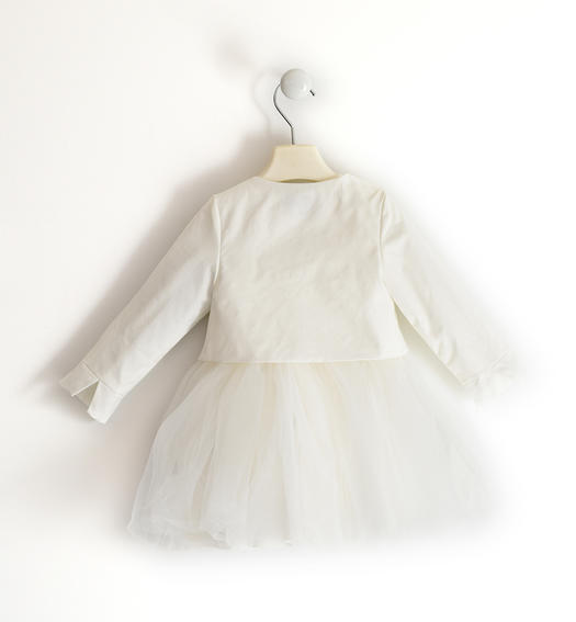 Elegant Sarabanda girl dress in taffeta and tulle from 6 months to 8 years PANNA-0112