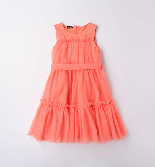 Sarabanda tulle dress for girls from 8 to 16 years MANDARINO-2132