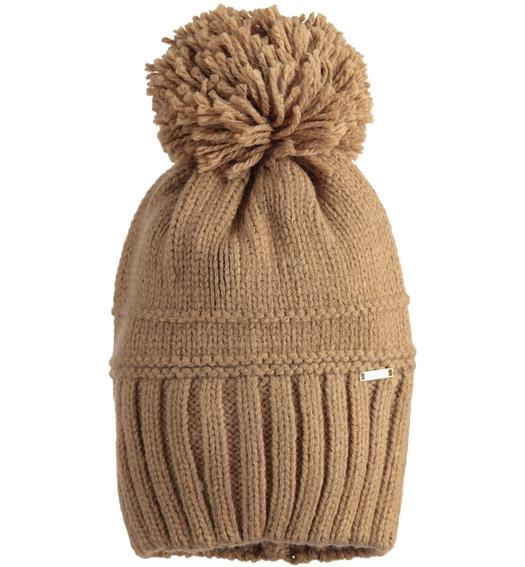 Sarabanda girl s beanie style hat with pompom from 8 to 16 years BEIGE-0729