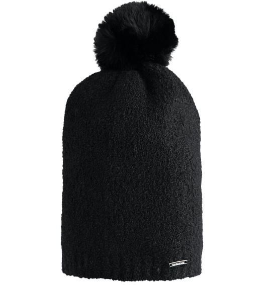 Sarabanda girl s hat with pompom from 8 to 16 years NERO-0658