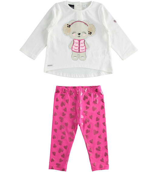 Outfit consisting of a top and leggings with hearts for girl from 6 months to 7 years Sarabanda PANNA-0112