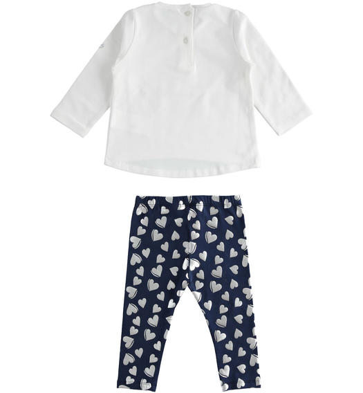 Outfit consisting of a top and leggings with hearts for girl from 6 months to 7 years Sarabanda VERDE-PANNA-8142