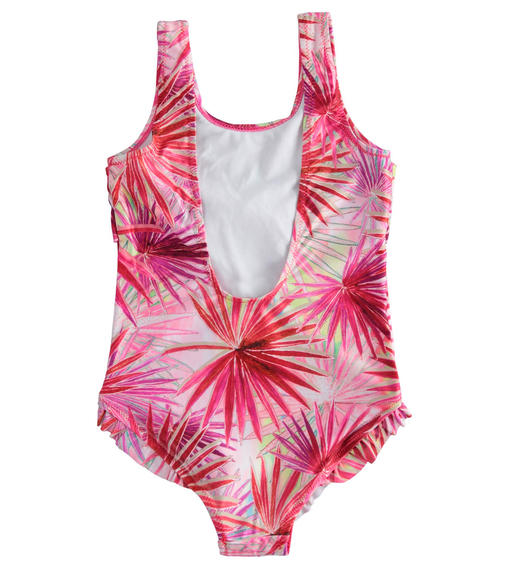 Sarabanda floral print one-piece swimsuit for girls from 8 to 16 years CORALLO-ROSA-6TA3