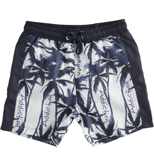 Sarabanda beach boxer with palm trees print for boys from 8 to 16 years BIANCO-BLU-6QM5