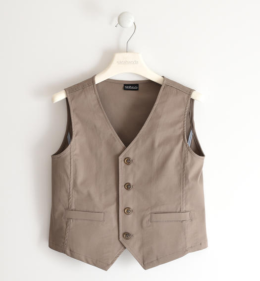 Sarabanda elegant boy vest in solid colour twill from 8 to 16 years FANGO-0526