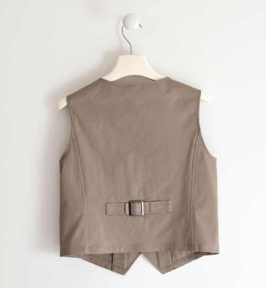Sarabanda elegant boy vest in solid colour twill from 8 to 16 years FANGO-0526
