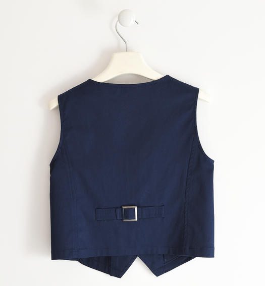 Sarabanda elegant boy vest in solid colour twill from 8 to 16 years NAVY-3854