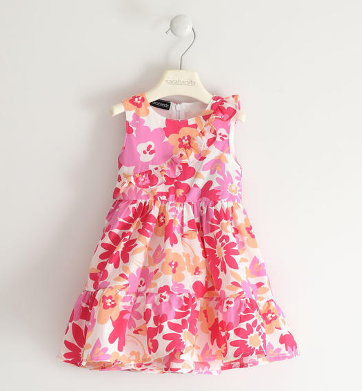 Sarabanda floral patterned girls¿ fresh dress from 6 months to 8 years BIANCO-FUCSIA-6TA6