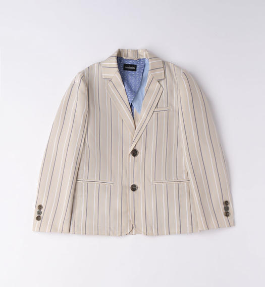 Sarabanda elegant striped jacket for boys from 8 to 16 years BEIGE-0435