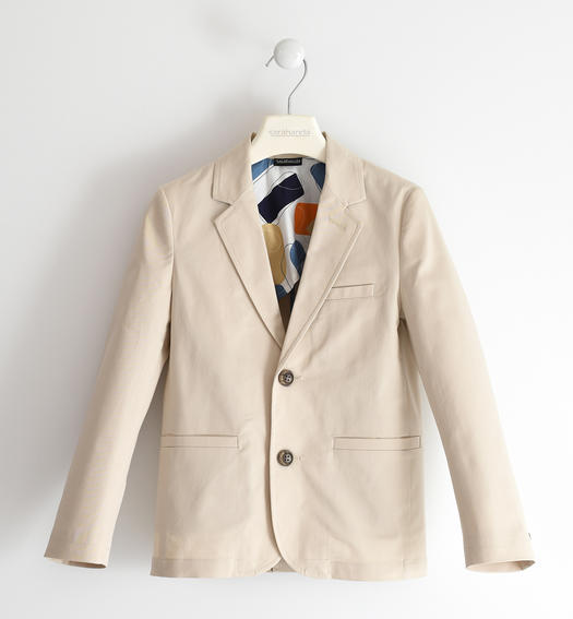 Sarabanda elegant boy jacket with brooch from 8 to 16 years BEIGE-0421