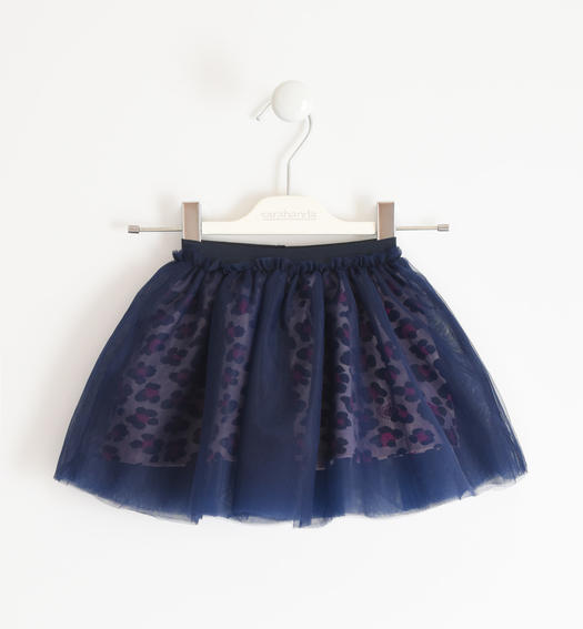 Sarabanda skirt in tulle and animalier jersey for girl from 6 months to 7 years ROSA-BLU-6RR8