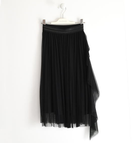 Sarabanda viscose and tulle skirt for girls from 8 to 16 years NERO-0658
