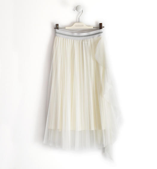 Sarabanda viscose and tulle skirt for girls from 8 to 16 years PANNA-0112